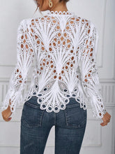 Hollow Out Bell Sleeve Blouse - Sexy Perforated Breathable Night Club Shirt